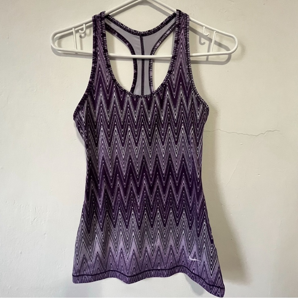 Nike Purple Racerback Dri-Fit Tank Zig-Zag Chevron, Womens Size XS